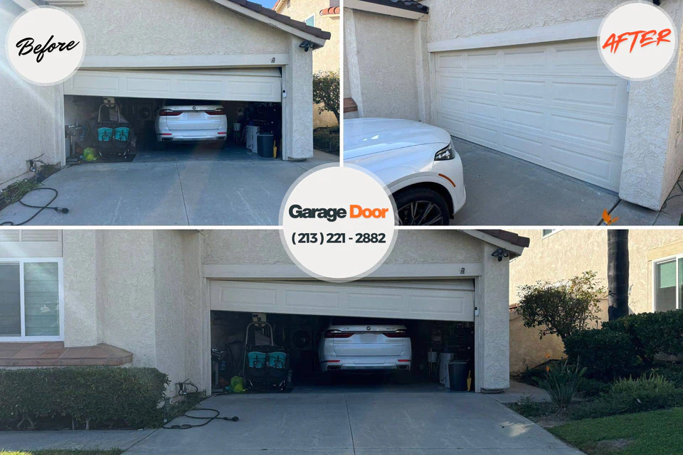 Before and after: garage door repair Mesquite, TX